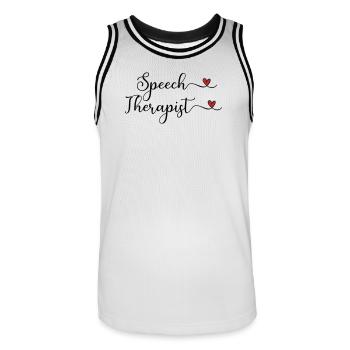 Orthophoniste avec un cœur - Maillot de basket Homme - blanc/noir - Devant - AI Model Male 185 dark (185cm)