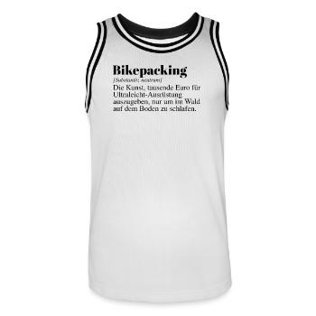 Bikepacking Duden Spruch - Männer Basketball-Trikot - Weiß/Schwarz - Vorne - AI Model Male 185 dark (185cm)