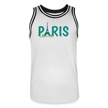 Paris Skyline with Eiffel Tower Illustration - Men's Basketball Jersey - white/black - Front - AI Model Male 185 dark (185cm)