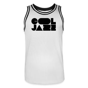 Logo jazz audacieux et cool - Maillot de basket Homme - blanc/noir - Devant - AI Model Male 185 dark (185cm)