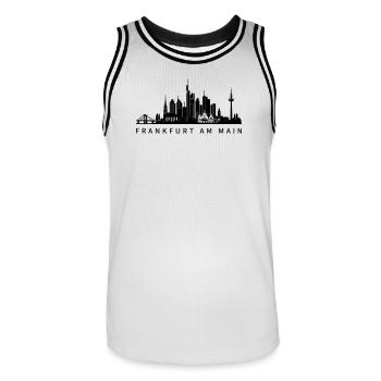 Skyline Frankfurt am Main - Männer Basketball-Trikot - Weiß/Schwarz - Vorne - AI Model Male 185 dark (185cm)