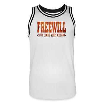 FreeWill - Men's Basketball Jersey - white/black - Front - AI Model Male 185 dark (185cm)