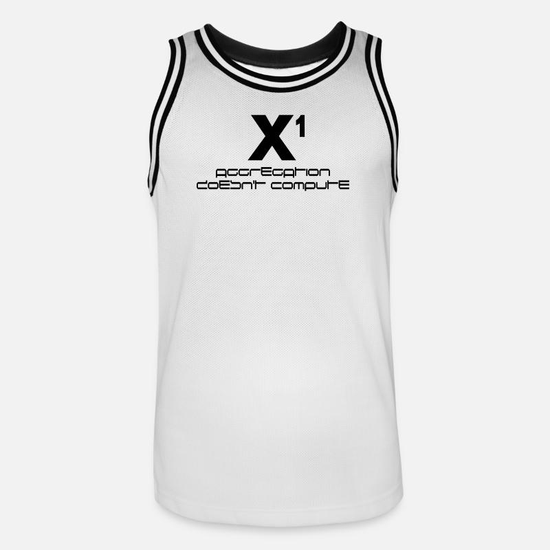 X hoch eins – aggregation doesn't compute - Männer Basketball-Trikot - Weiß/Schwarz