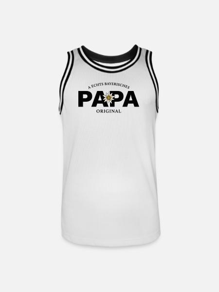 Bayerisches Original - Papa - Männer Basketball-Trikot - Weiß/Schwarz
