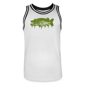Hecht Tropfen Silhouette - Männer Basketball-Trikot - Weiß/Schwarz - Vorne - AI Model Male 185 dark (185cm)