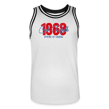 République tchèque Printemps de Prague 1968 - Maillot de basket Homme - blanc/noir - Devant - AI Model Male 185 dark (185cm)