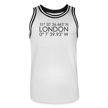 Coordonnées de Londres - Maillot de basket Homme - blanc/noir - Devant - AI Model Male 185 dark (185cm)
