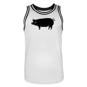 Pig shadow image logo - Men's Basketball Jersey - white/black - Front - AI Model Male 185 dark (185cm)