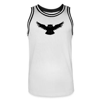 Eule im Angriff - Männer Basketball-Trikot - Weiß/Schwarz - Vorne - AI Model Male 185 dark (185cm)