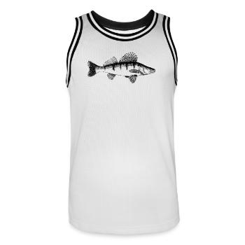 Motif de sandre - Maillot de basket Homme - blanc/noir - Devant - AI Model Male 185 dark (185cm)