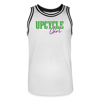 Upcycle Girl - Männer Basketball-Trikot - Weiß/Schwarz - Vorne - AI Model Male 185 dark (185cm)