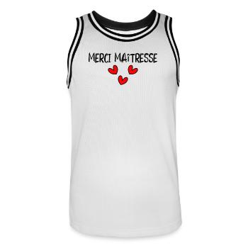 GELIEBTE. VIELEN DANK. DANKE HERRIN - Männer Basketball-Trikot - Weiß/Schwarz - Vorne - AI Model Male 185 dark (185cm)