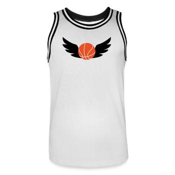 Basket Ball / Basketball / Basktet-Ball / Sport - Maillot de basket Homme - blanc/noir - Devant - AI Model Male 185 dark (185cm)