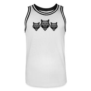 Wolf Team Rudel - Männer Basketball-Trikot - Weiß/Schwarz - Vorne - AI Model Male 185 dark (185cm)