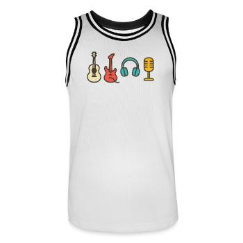 Notes musicales : Cadeau de conception rythmique et rythmique - Maillot de basket Homme - blanc/noir - Devant - AI Model Male 185 dark (185cm)