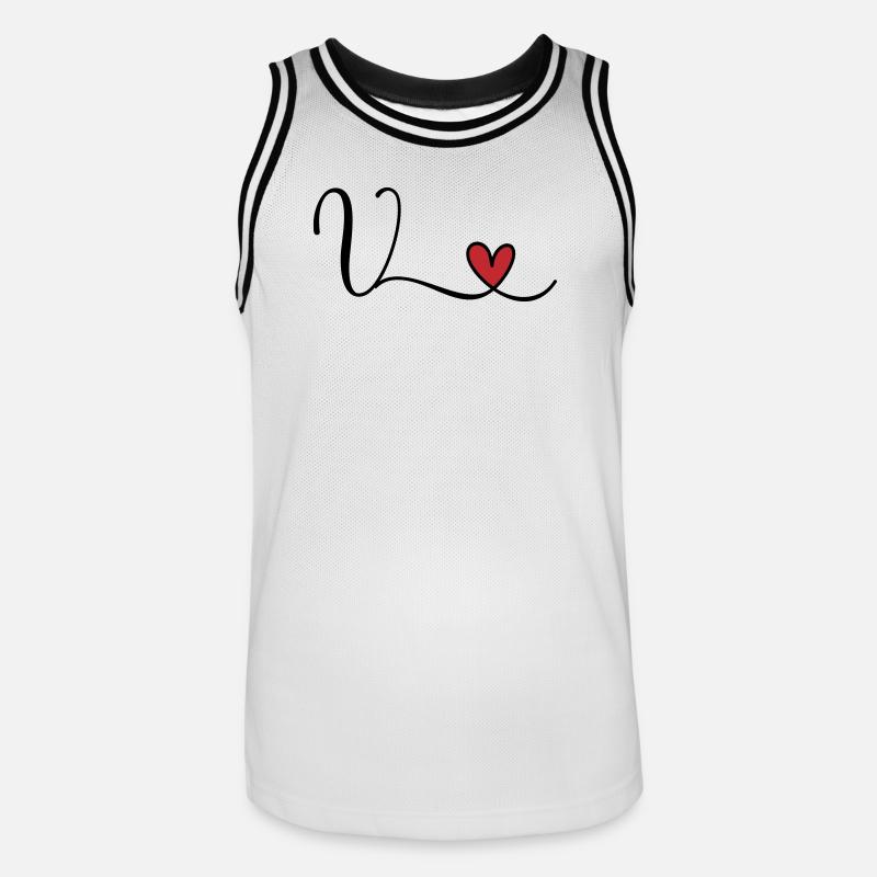 Buchstabe V Monogramm Initiale Herz - Männer Basketball-Trikot - Weiß/Schwarz