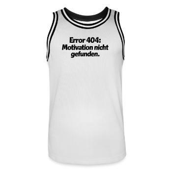 Error 404: Motivation nicht gefunden. - Männer Basketball-Trikot - Weiß/Schwarz - Vorne - AI Model Male 185 dark (185cm)