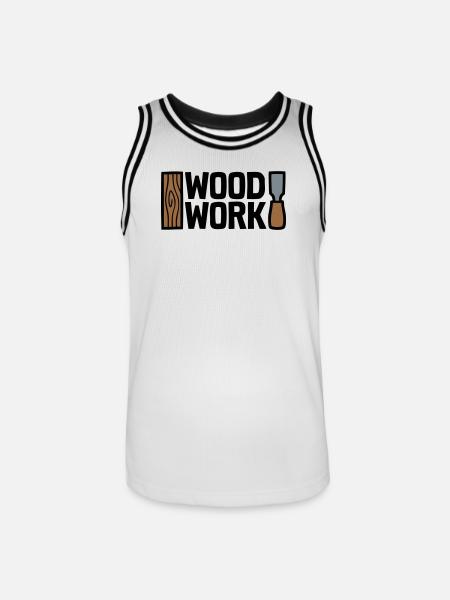 Wood Work Lettering Logo - Men's Basketball Jersey - white/black