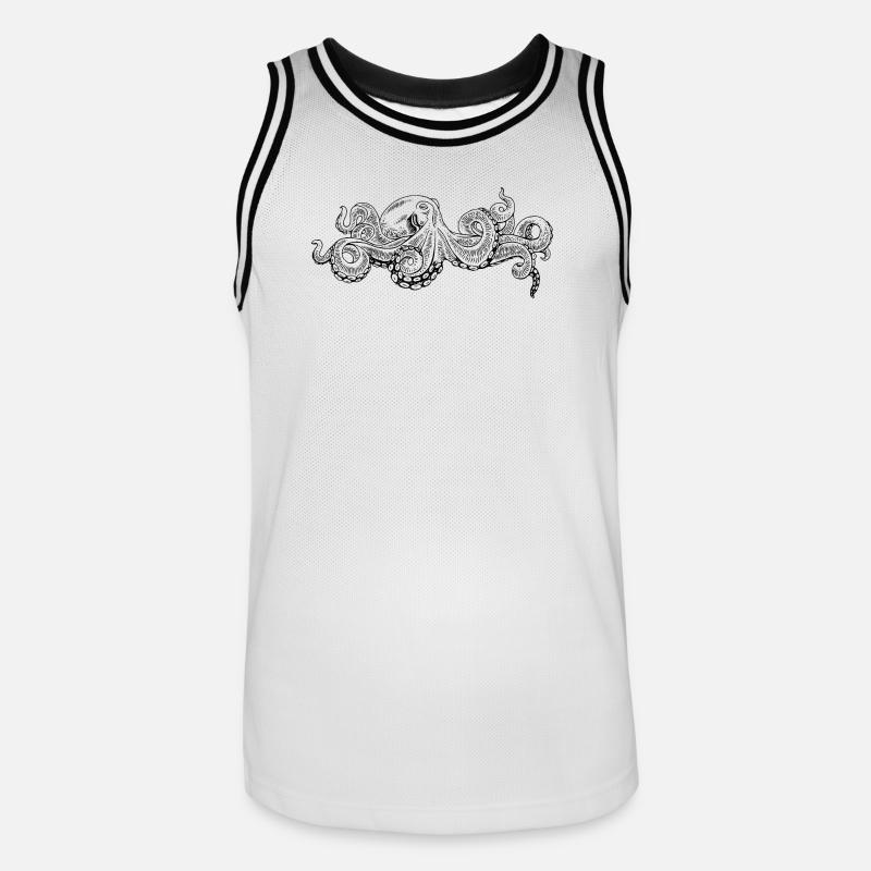 Octopus - Octopus Black Pattern - Men's Basketball Jersey - white/black