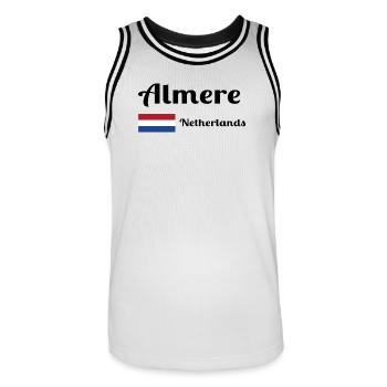 Almere Niederlande - Stilvolle Drucke - Männer Basketball-Trikot - Weiß/Schwarz - Vorne - AI Model Male 185 dark (185cm)