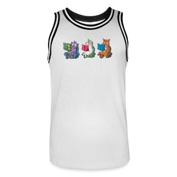 Animaux mignons lisant Conception de Croyez en vous - Maillot de basket Homme - blanc/noir - Devant - AI Model Male 185 dark (185cm)
