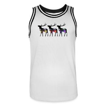 Hirsch - Männer Basketball-Trikot - Weiß/Schwarz - Vorne - AI Model Male 185 dark (185cm)