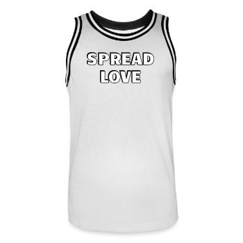 Spread Love Bold Black White Typography - Men's Basketball Jersey - white/black - Front - AI Model Male 185 dark (185cm)