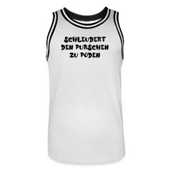 Schleudert den Purschen zu Poden - Männer Basketball-Trikot - Weiß/Schwarz - Vorne - AI Model Male 185 dark (185cm)
