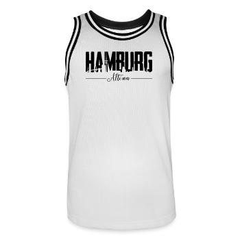 Hamburg Altona, City Shirt - Männer Basketball-Trikot - Weiß/Schwarz - Vorne - AI Model Male 185 dark (185cm)