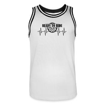 Ready to Ride Bike Icon Heartbeat Icon Logo - Maillot de basket Homme - blanc/noir - Devant - AI Model Male 185 dark (185cm)