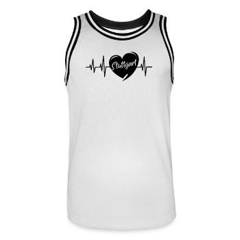 Stuttgart Herzschlag Liebe Stadt Symbol Logo icon - Männer Basketball-Trikot - Weiß/Schwarz - Vorne - AI Model Male 185 dark (185cm)