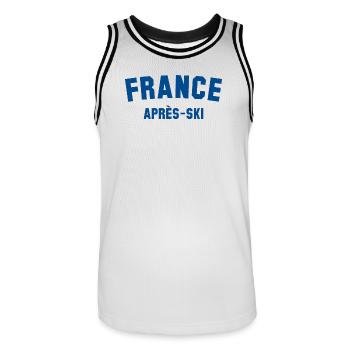 APRES SKI France - Men's Basketball Jersey - white/black - Front - AI Model Male 185 dark (185cm)