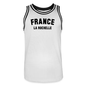 LA ROCELLE, France Frankreich - Maillot de basket Homme - blanc/noir - Devant - AI Model Male 185 dark (185cm)
