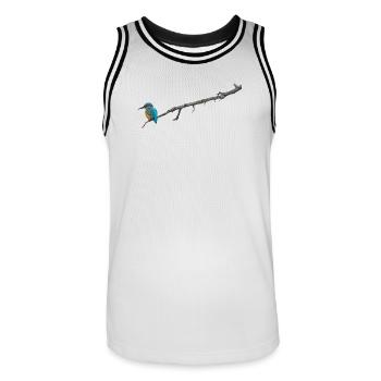 Eisvogel auf einem Ast - Männer Basketball-Trikot - Weiß/Schwarz - Vorne - AI Model Male 185 dark (185cm)