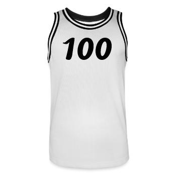 100. 100 JAHRE. 100-JÄHRIGES JUBILÄUM. GEBURTSTAG 100 - Männer Basketball-Trikot - Weiß/Schwarz - Vorne - AI Model Male 185 dark (185cm)