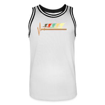 Retro Scuba Diving Heartbeat Pulse Vintage Diver - Men's Basketball Jersey - white/black - Front - AI Model Male 185 dark (185cm)