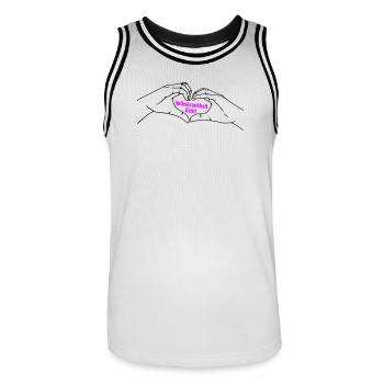 Herz Symbol Gicht - Männer Basketball-Trikot - Weiß/Schwarz - Vorne - AI Model Male 185 dark (185cm)
