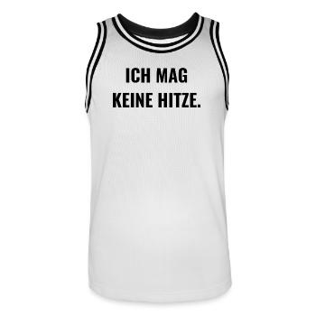 Ich mag keine Hitze. - Männer Basketball-Trikot - Weiß/Schwarz - Vorne - AI Model Male 185 dark (185cm)