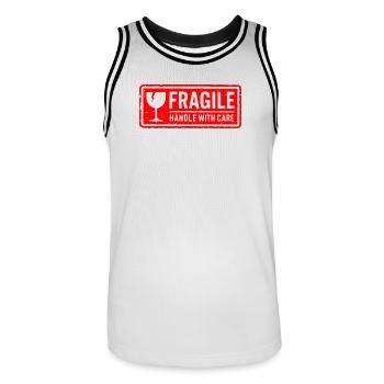 Fragile Handle with Care Versandmarkenvektor - Männer Basketball-Trikot - Weiß/Schwarz - Vorne - AI Model Male 185 dark (185cm)