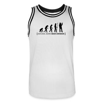 evolution_beer_drinker - Men's Basketball Jersey - white/black - Front - AI Model Male 185 dark (185cm)