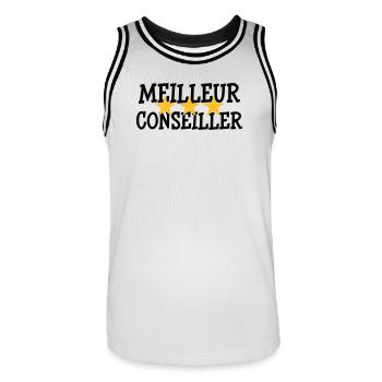 Meilleur Conseiller - Maillot de basket Homme - blanc/noir - Devant - AI Model Male 185 dark (185cm)