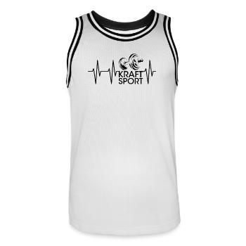 pulse gym weights weight training bodybuilding icon - Men's Basketball Jersey - white/black - Front - AI Model Male 185 dark (185cm)