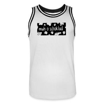Muh o Schoklad - Men's Basketball Jersey - white/black - Front - AI Model Male 185 dark (185cm)