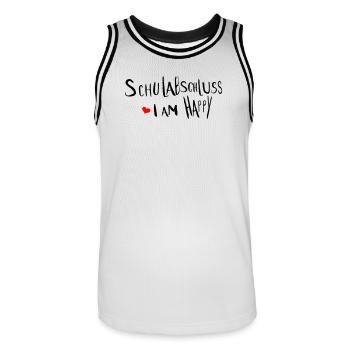 Schulabschluss  i am happy - Männer Basketball-Trikot - Weiß/Schwarz - Vorne - AI Model Male 185 dark (185cm)