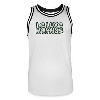 French Graffiti Luxury - Men's Basketball Jersey - white/black - Front - AI Model Male 185 dark (185cm)