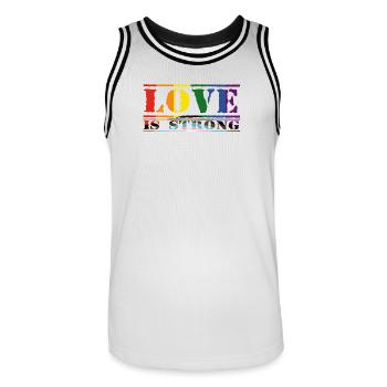 Love Is Strong Rainbow Style LGBTQ - Maillot de basket Homme - blanc/noir - Devant - AI Model Male 185 dark (185cm)