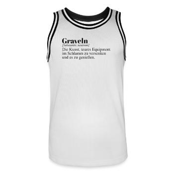 Graveln Definition - Männer Basketball-Trikot - Weiß/Schwarz - Vorne - AI Model Male 185 dark (185cm)