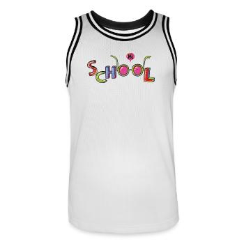 Bonjour l’école - Maillot de basket Homme - blanc/noir - Devant - AI Model Male 185 dark (185cm)