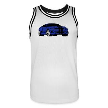 Sportwagen - Sportauto - Coupé - Männer Basketball-Trikot - Weiß/Schwarz - Vorne - AI Model Male 185 dark (185cm)