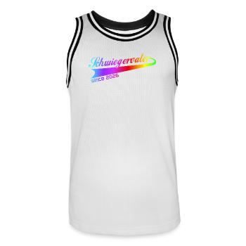 Father-in-law 2026, best father-in-law ever - Men's Basketball Jersey - white/black - Front - AI Model Male 185 dark (185cm)